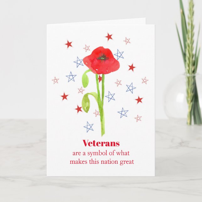 Carte Étoiles patriotiques de vétérans de jour de fleur (Devant)