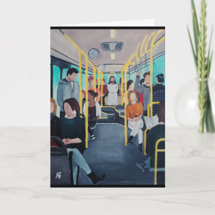 Carte Étranger dans le bus, peinture d'Alfred Fox