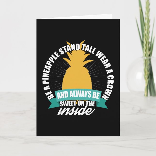 Carte Être Ananas Stand Haut Porte Une Couronne (Devant)
