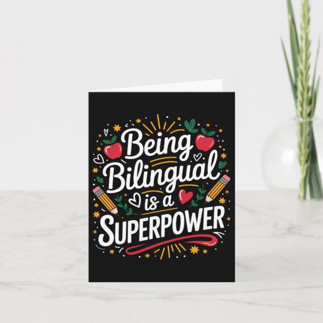 Carte Être Bilingue Est Ma Superpuissance École Enseigna (Devant)