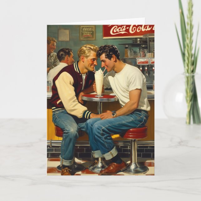 Carte Étreinte de milkshake rétro (Devant)