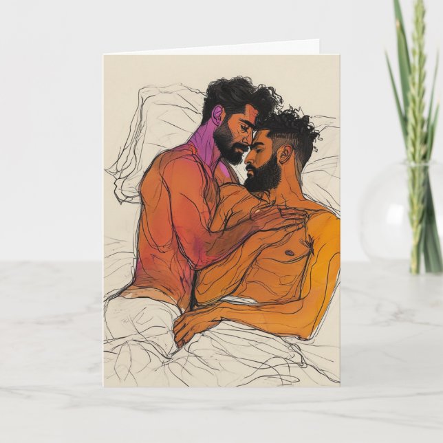Carte Étreinte expressive sur des teintes chaudes (Devant)