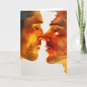 Carte Étreinte passionnée à l'aquarelle
