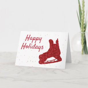 Carte Étrille rouge Noël de hockey sur glace