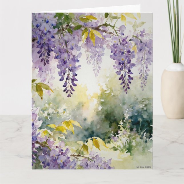 Carte Étude de glycine A à l'aquarelle (Devant)