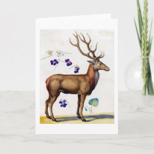 Carte Étude des cerfs et des fleurs, Arcimboldo