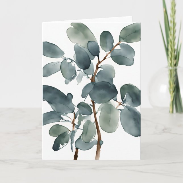 Carte Eucalyptus - Fleurs aquarelle (Devant)