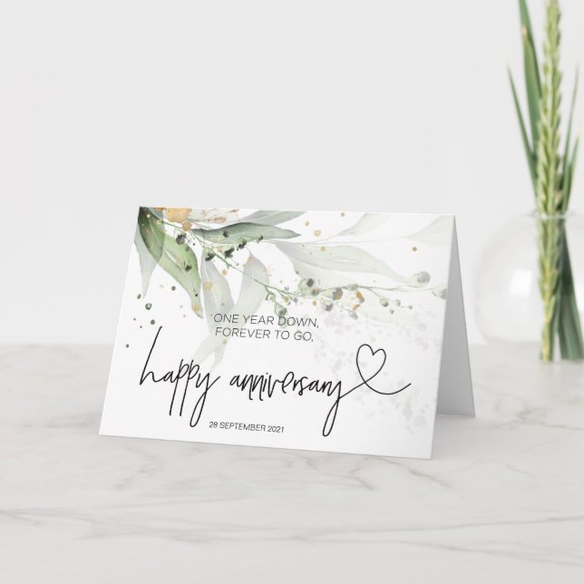 Carte Eucalyptus Joyeux 1er anniversaire pour mari (Devant)