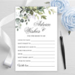 Carte Eucalyptus Watercolor Wings & Advice Card<br><div class="desc">Carte Eucalyptus Aquarelle Voeux & Conseils. Personnalisez avec la mariée le nom et la date de la douche. Pour plus de personnalisation,  cliquez sur le lien "customiser plus loin". Si vous avez besoin d'aide,  contactez-moi s'il vous plaît.</div>