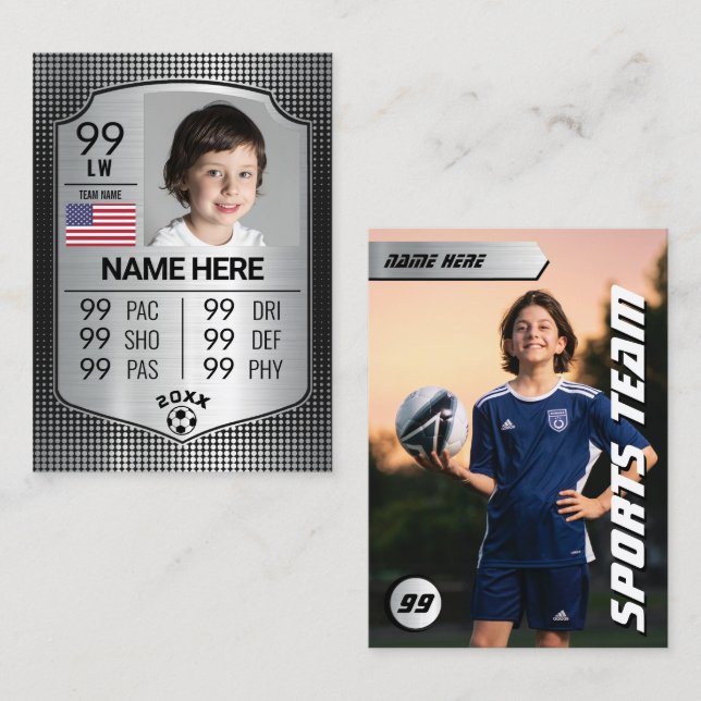 Carte EURO Soccer Shield Gris Football Card (Devant / Derrière)