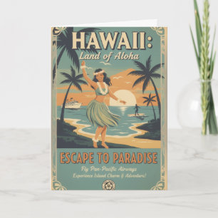 Carte Évasion vintage hawaïenne au pays de l'Aloha vers