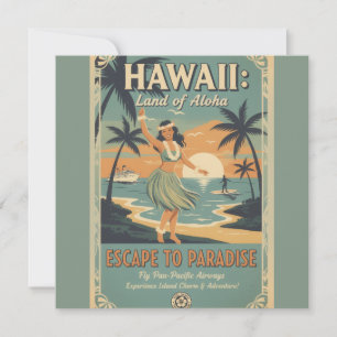 Carte Évasion vintage hawaïenne au pays de l'Aloha vers