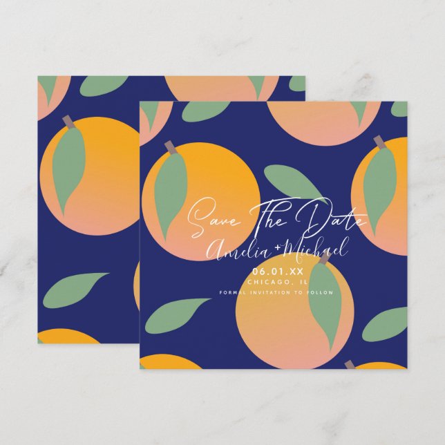Carte Événement moderne orange botanique bleu Save the D (Devant / Derrière)
