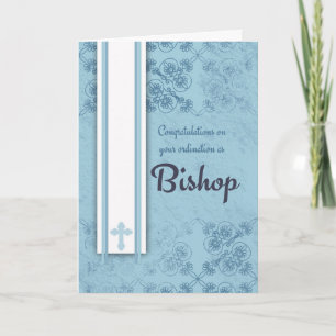 Carte Évêque Ordination In Blue de félicitations
