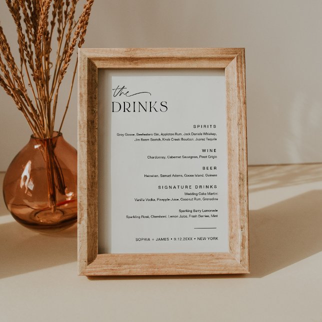 Carte EVERLEIGH Mariage Drink Menu 5x7 (Créateur téléchargé)