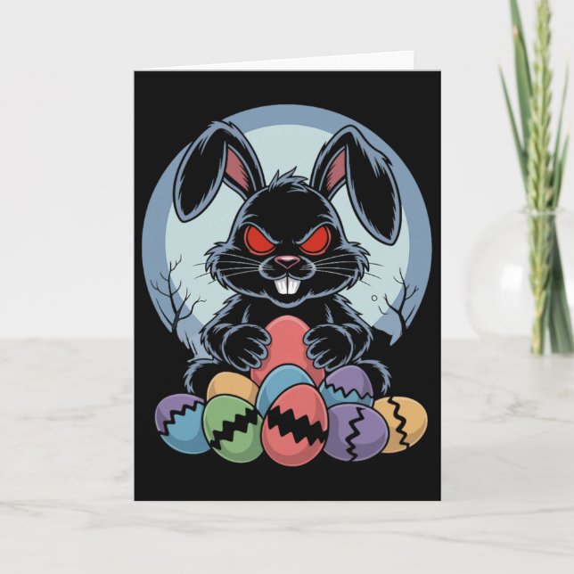 Carte Evil Easter Bunny Scary Horror Rabbit Red Eyes Mon (Devant)