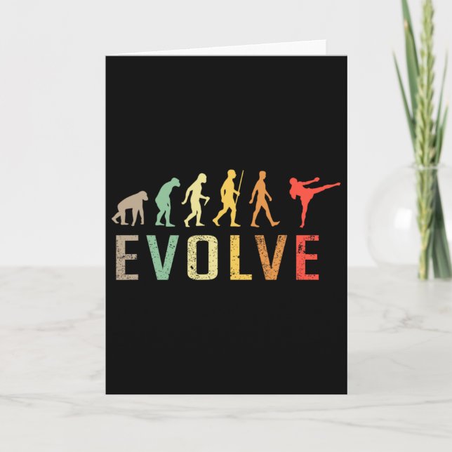 Carte Évolution de kickboxing Muay-thai Design drôle vin (Devant)