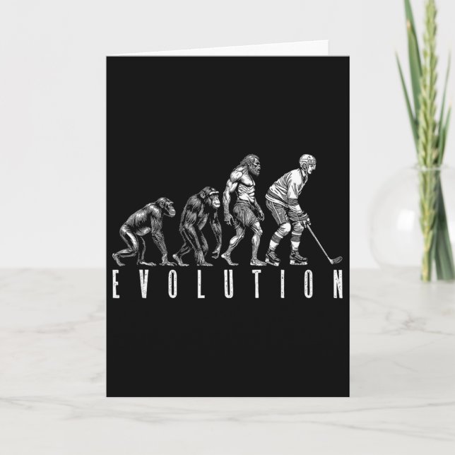 Carte Évolution joueur de hockey sur glace drôle singe h (Devant)
