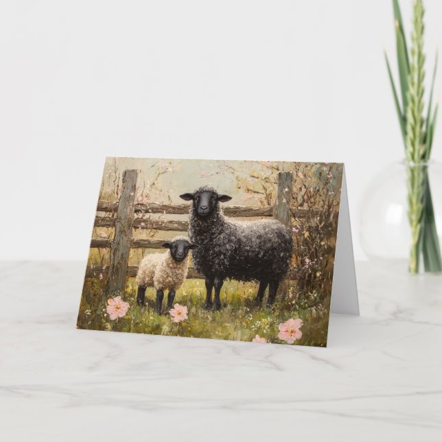 Carte Ewe et agneau Printemps (Devant)