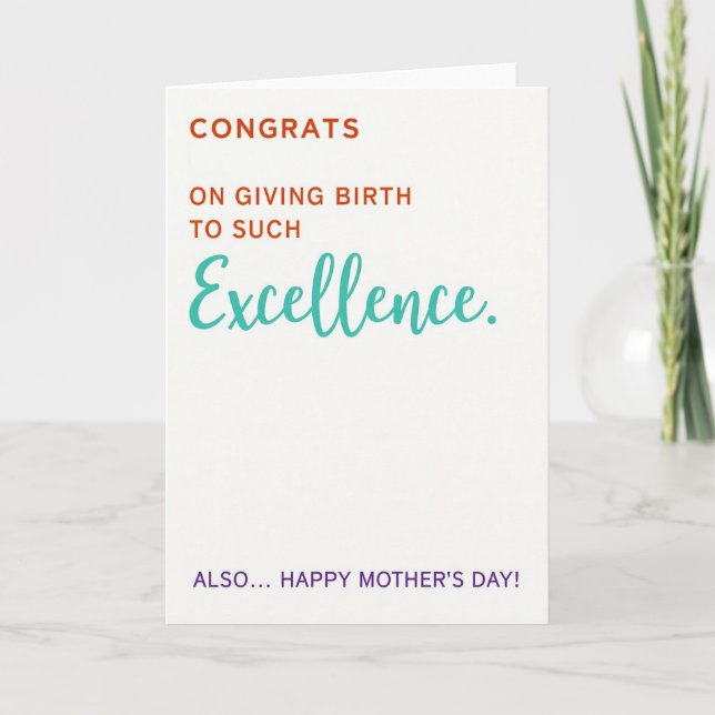 Carte Excellence Mothers Day Message Card (Devant)
