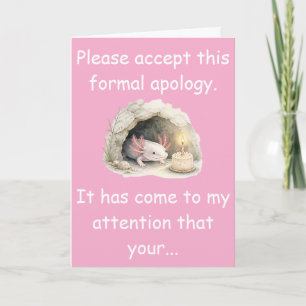 Carte Excuse de retard pour anniversaire de la part d'un