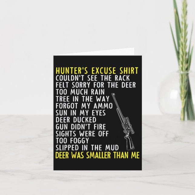 Carte Excuses de chasseur amusant - Chasse de saison - P (Devant)