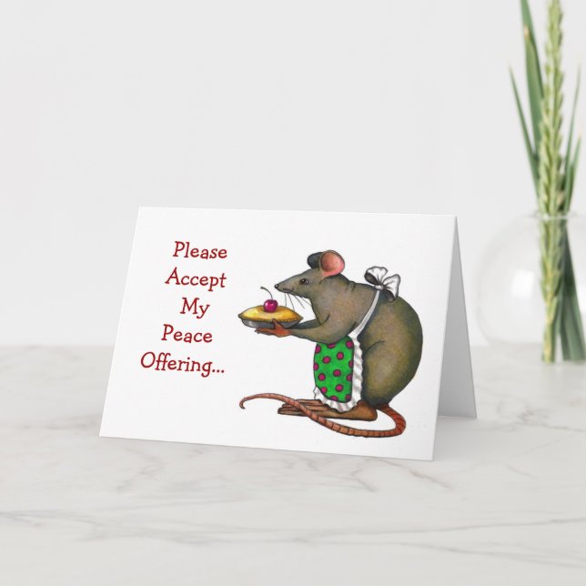 Carte Excuses : Désolé : Offre de paix : Mme Rat : Art (Devant)