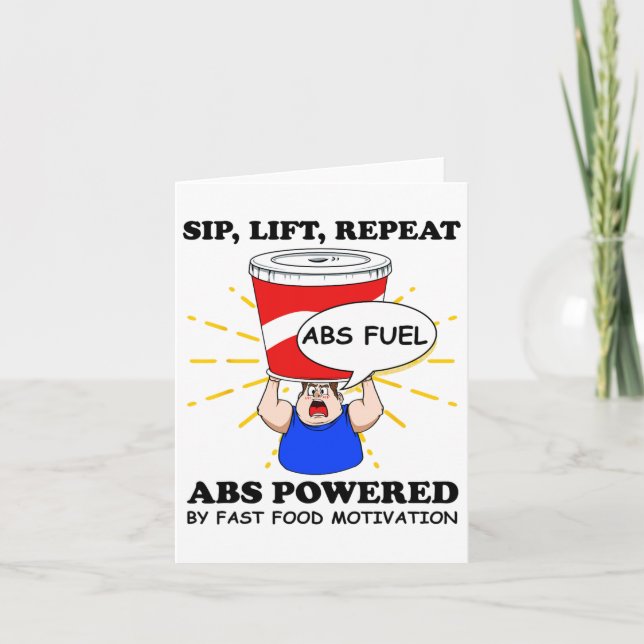 Carte Exercice Amusant Abs Fast Food Gym entraînement Bo (Devant)