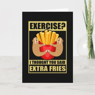 Carte Exercice Sloth French Fries Sport