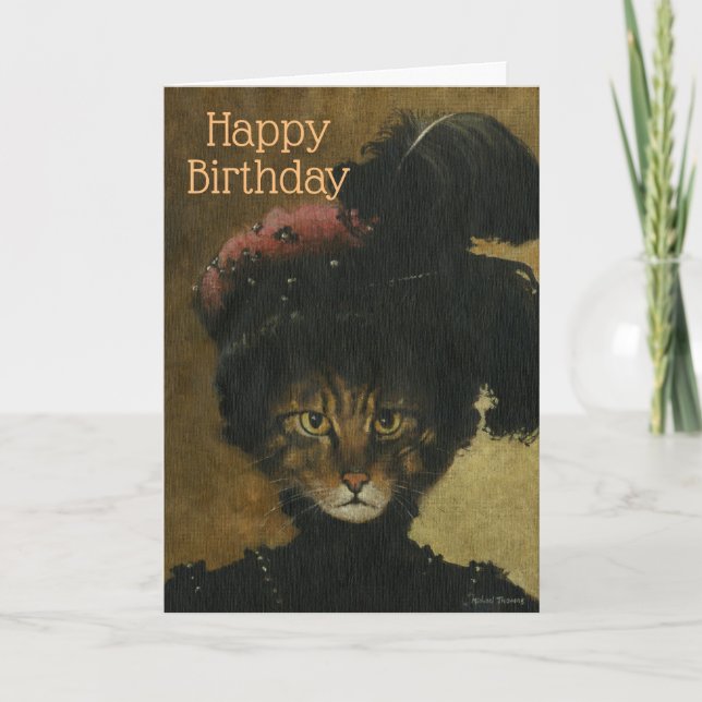 Carte Exotique Glamour Chat Anniversaire (Devant)