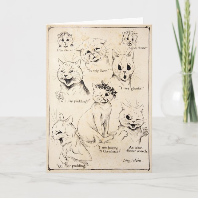 Carte Expressions faciales de divers chats, Louis Wain (Devant)