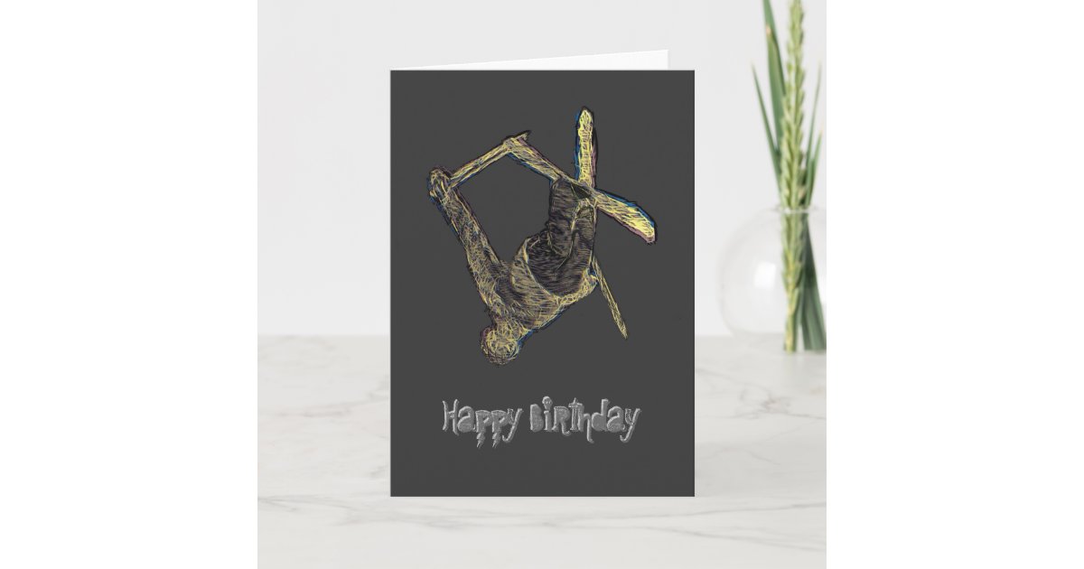 Carte Extreme De Joyeux Anniversaire De Ski Zazzle Fr