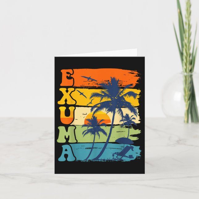 Carte Exuma Bahamas Retro Palm Tree Beach Vacatio été (Devant)