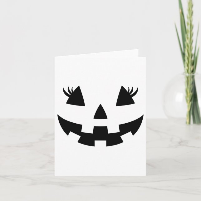 Carte Eyelashes Jack-o'-lantern Face Citrouille Hallowen (Devant)
