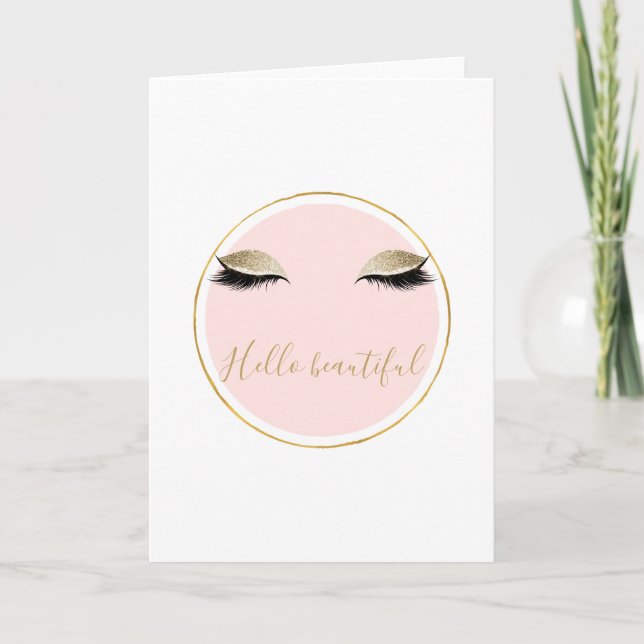 Carte Eyelashes Noir Rose Or Glitzy (Devant)