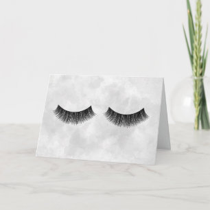 Carte Eyelashes Noirs Sur Aquarelle Argent