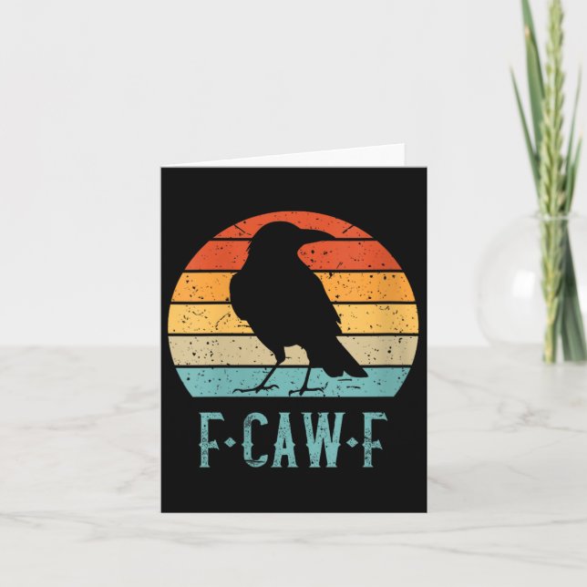 Carte F-caw-f Black Crow Black Bird Retro Sunset (Devant)