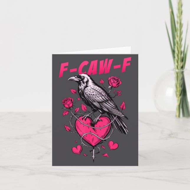 Carte F-caw-f Black Crow Black Bird Roses Heart Funny Va (Devant)
