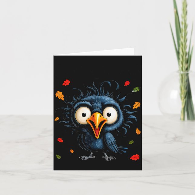 Carte F-caw-f Black Crow Pun Funny Bird Cawing Nge Hallo (Devant)