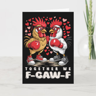 Carte F-caw-f Boxing Roosters Cœurs Edgy Saint-Valentin