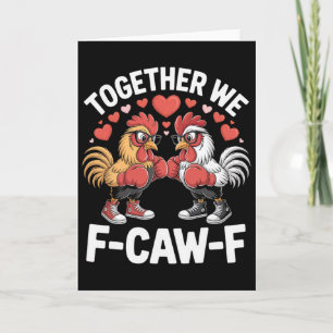 Carte F-caw-f Boxing Roosters Cœurs Edgy Saint-Valentin