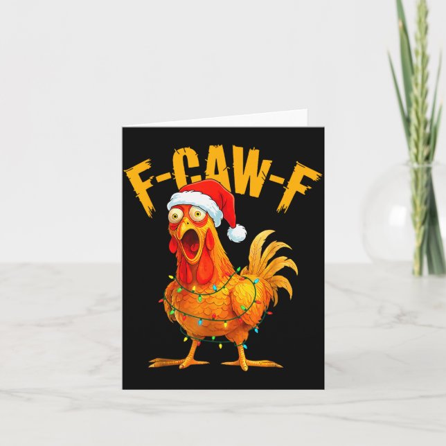 Carte F-caw-f Chicken Fcawf Chicken Christmas Light Sant (Devant)