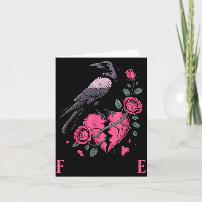 Carte F Caw F Crow Anti Valentine's Day Dark Gothic Brok (Devant)