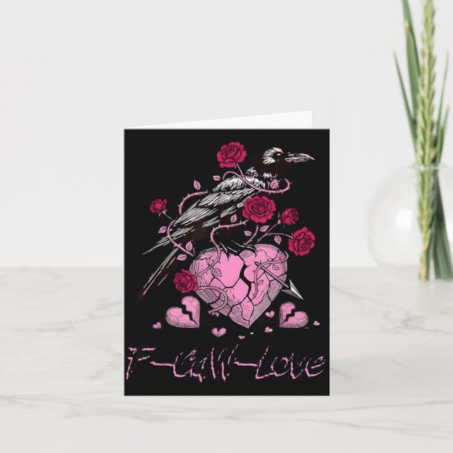 Carte F Caw F Crow Anti Valentine's Day Dark Gothic Brok (Devant)