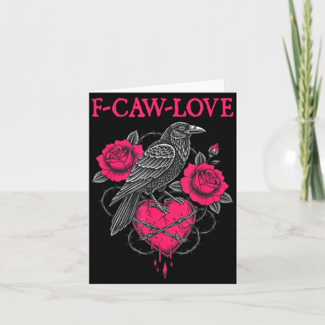 Carte F Caw F Crow Anti Valentine's Day Dark Gothic Brok (Devant)