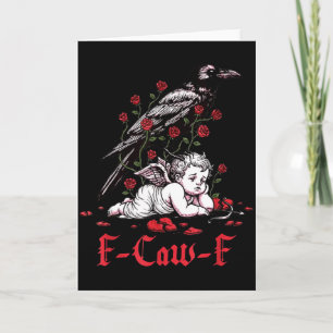 Carte F-caw-f Fleur drôle Oiseau noir Cupidon Anti Saint