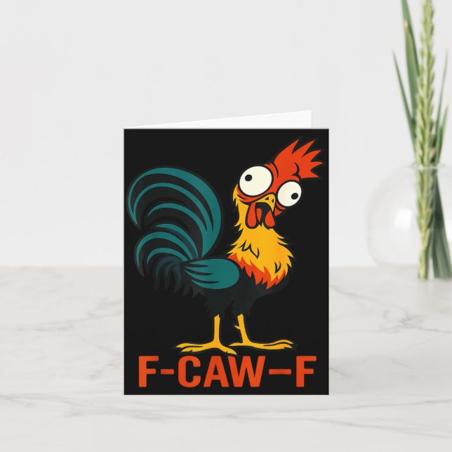 Carte F-caw-f Funny Chicken Humor Quote Rooster Meme  (Devant)