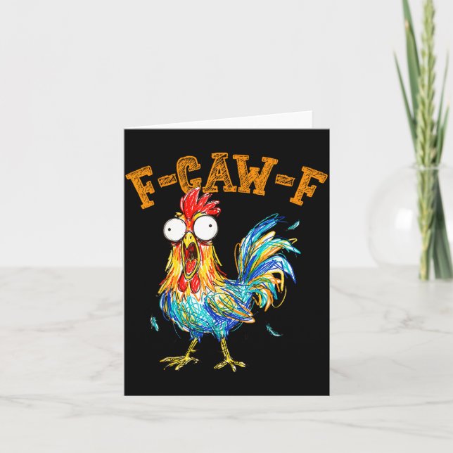 Carte F-caw-f Funny Chicken Humor Quote Rooster Meme  (Devant)