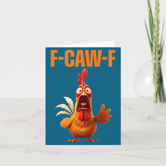 Carte F-caw-f Funny Chicken Humor Quote Rooster Meme  (Devant)