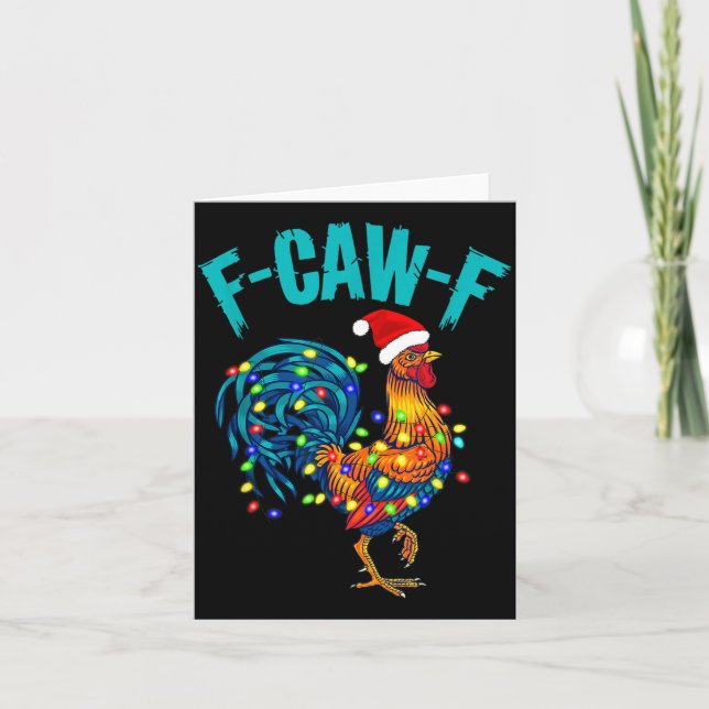 Carte F-caw-f Funny Chicken Humor Rooster Meme Christmas (Devant)